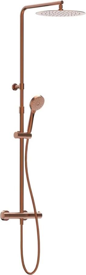 Xenz Duero regendouche set thermostaatkraan 2-weg messing koper oud - Foto 3