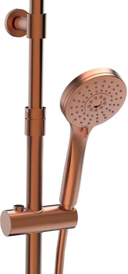 Xenz Duero regendouche set thermostaatkraan 2-weg messing koper oud - Foto 2