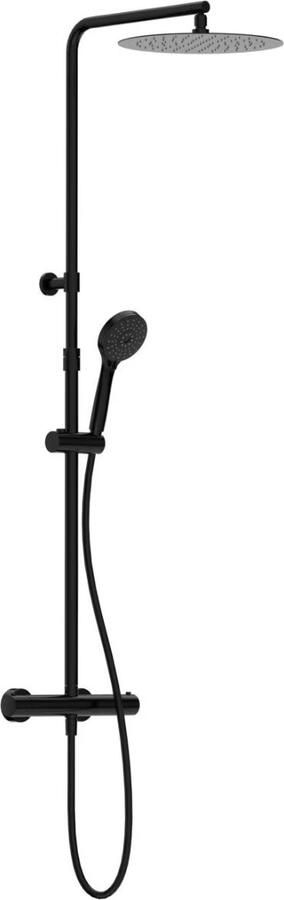 Xenz Duero regendouche set thermostaatkraan 2-weg messing zwart mat - Foto 3