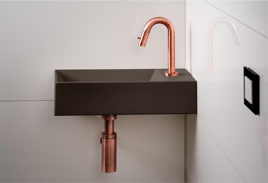 Xenz Fontein Rosa | 45x20 cm | Keramiek | Wandmontage | 1 kraangat | Rechthoek | Coffee mat