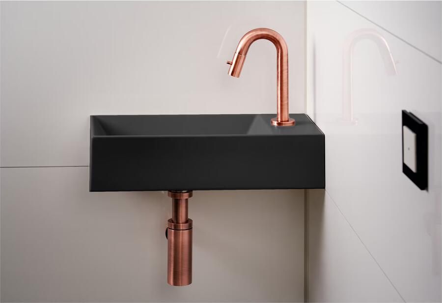 Xenz Fontein Rosa | 45x20 cm | Keramiek | Wandmontage | 1 kraangat | Rechthoek | Zwart mat - Foto 3