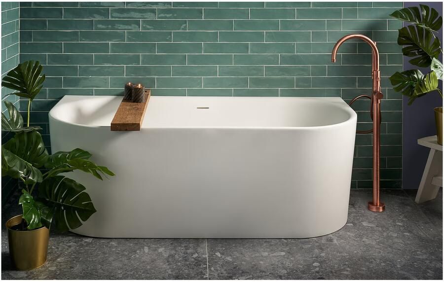 Xenz Half-vrijstaand bad Fay | 180x80 cm | Incl.Badafvoer-Glans wit | Sleuf overloop | Acryl | Glans wit - Foto 2