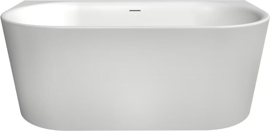 Xenz Half-vrijstaand bad Fay XS | 155x80 cm | Incl.Badafvoer-Glans wit | Sleuf overloop | Acryl | Glans wit