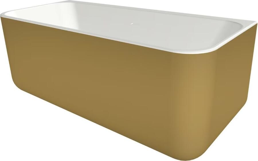 Xenz Half-vrijstaand bad Guido | 160x71 cm | Incl.Badafvoer-Wit mat | Solid surface | Goud-Wit mat - Foto 3