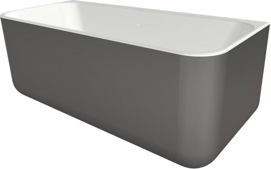 Xenz Half-vrijstaand bad Guido | 160x71 cm | Incl.Badafvoer-Wit mat | Solid surface | Grafiet-Wit mat - Foto 3