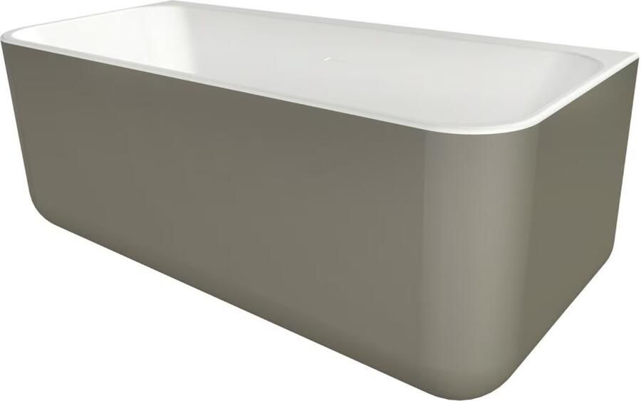 Xenz Half-vrijstaand bad Guido | 160x71 cm | Incl.Badafvoer-Wit mat | Solid surface | Zijdegrijs-Wit mat - Foto 2