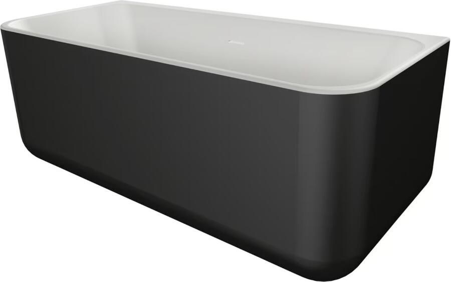 Xenz Half-vrijstaand bad Guido | 160x71 cm | Incl.Badafvoer-Wit mat | Solid surface | Zwart mat- Wit mat - Foto 2