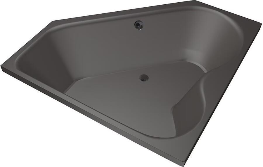 Xenz Hoekbad Cyprus | Inbouw | 145x145 cm | Incl.Badafvoer | Met overloop | Acryl | Antraciet mat - Foto 4