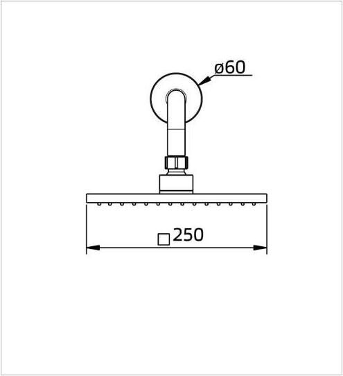 Xenz Basic Regendouche vierkant messing 25x25 cm chroom 7571-51