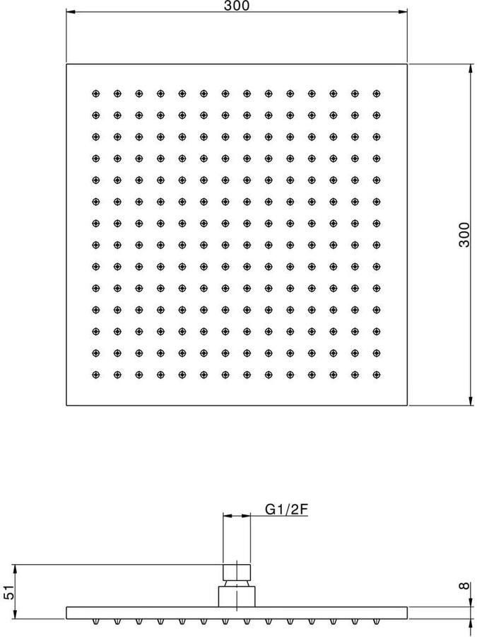 Xenz Basic Regendouche vierkant messing 30x30 cm chroom PX306 7581-51