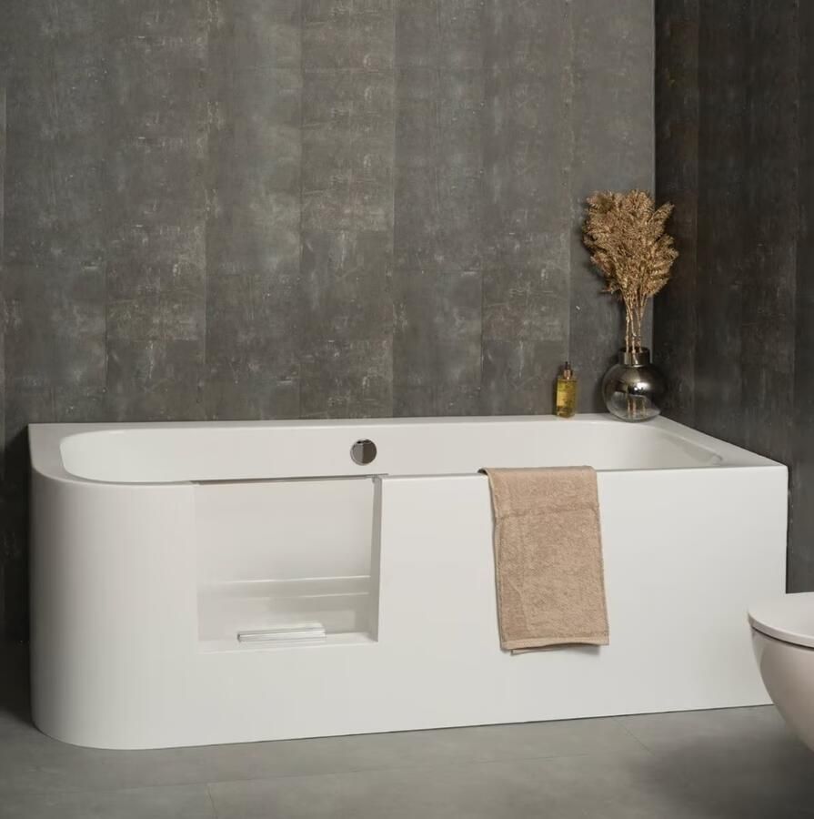 Xenz Inloop douchebad Go! | Rechts | 180x80 cm | Acryl | Excl.Afvoer | Glans wit