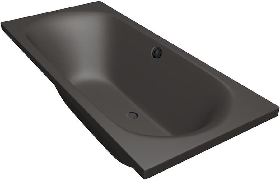 Xenz Ligbad Cuba | Inbouw | 180x80 cm | Incl.Badafvoer | Met overloop | Acryl | Antraciet mat