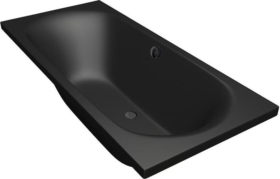 Xenz Ligbad Cuba | Inbouw | 180x80 cm | Incl.Badafvoer | Met overloop | Acryl | Zwart mat