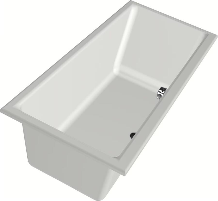 Xenz Ligbad Kristal | Inbouw | 160x75 cm | Incl.Badafvoer | Met overloop | Acryl | Mat wit