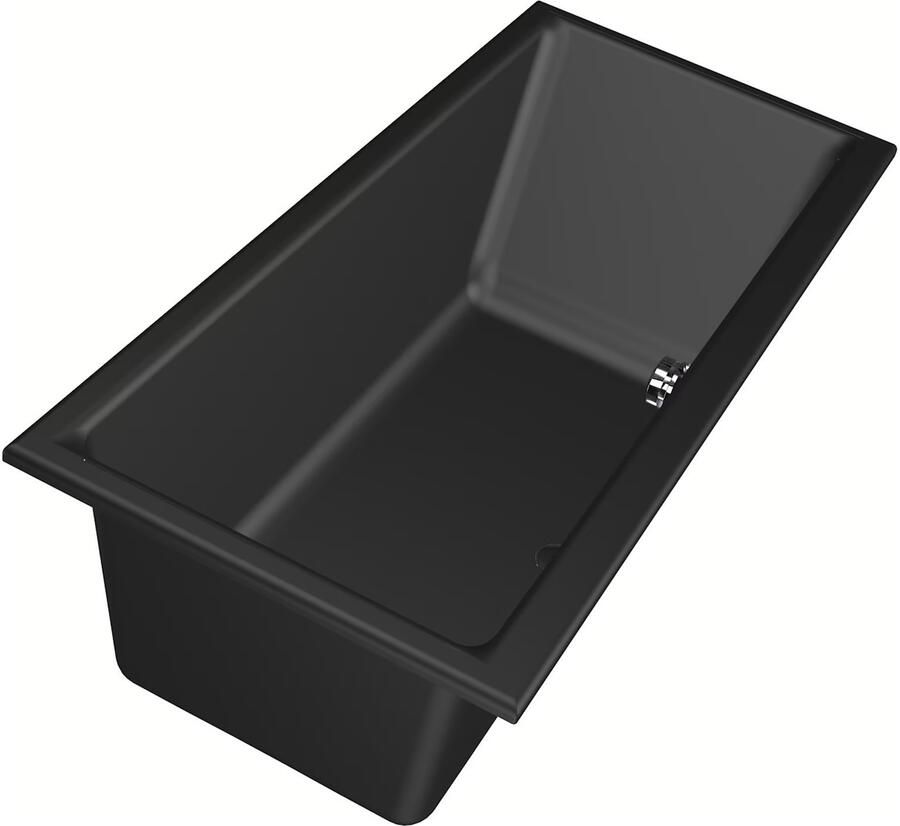 Xenz Ligbad Kristal | Inbouw | 160x75 cm | Incl.Badafvoer | Met overloop | Acryl | Zwart mat