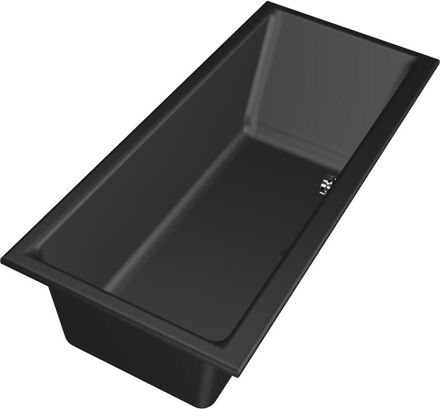 Xenz Ligbad Kristal | Inbouw | 170x75 cm | Incl.Badafvoer | Met overloop | Acryl | Zwart mat