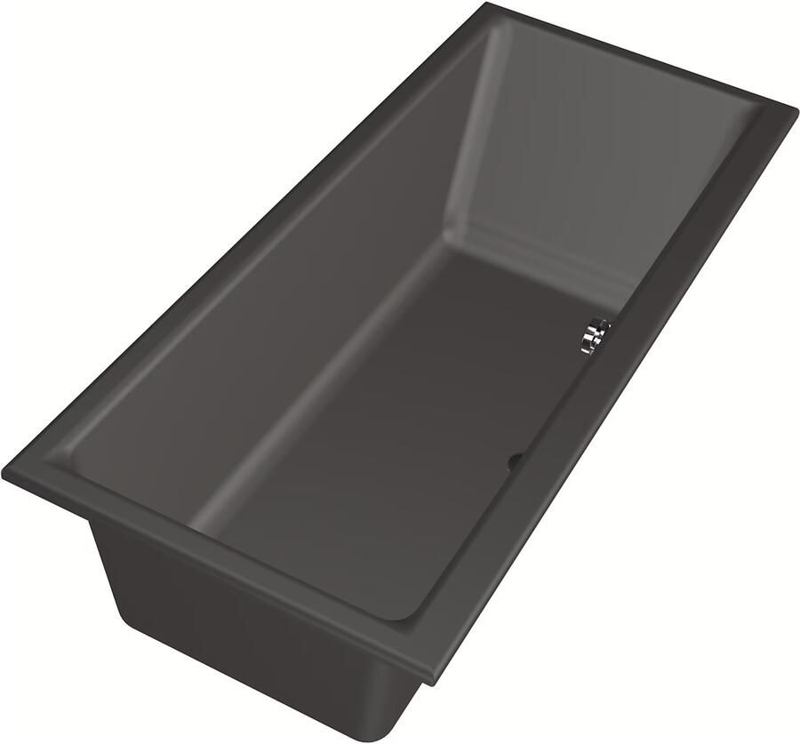 Xenz Ligbad Kristal | Inbouw | 170x75 cm | Incl.Badafvoer | Met overloop | Acryl | Antraciet mat