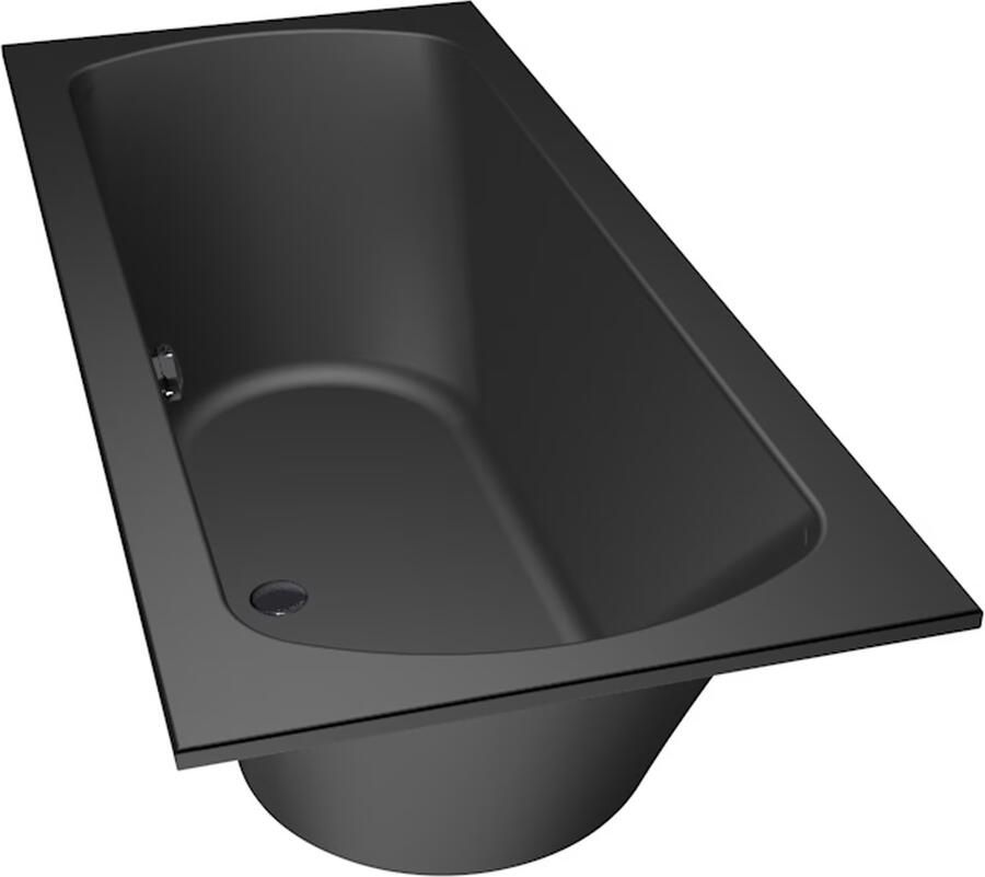 Xenz Ligbad Inbouw Lagoon Rechthoek 1-2 Persoons Duobad 75x170x50cm Acryl Ebony Zwart Mat met Poten - Foto 2