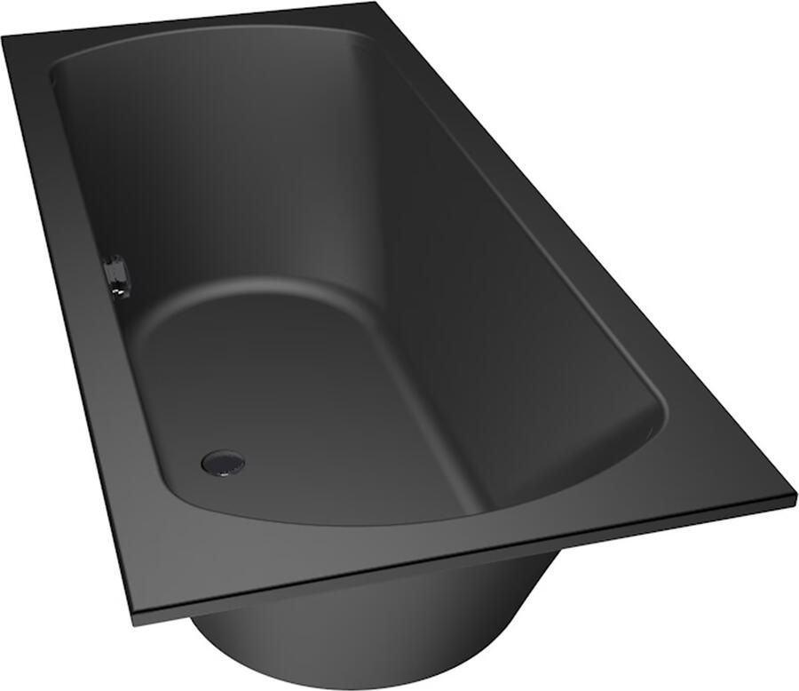 Xenz Ligbad Inbouw Lagoon Rechthoek 1-2 Persoons Duobad 80x180x50cm Acryl Ebony Zwart Mat met Poten - Foto 2