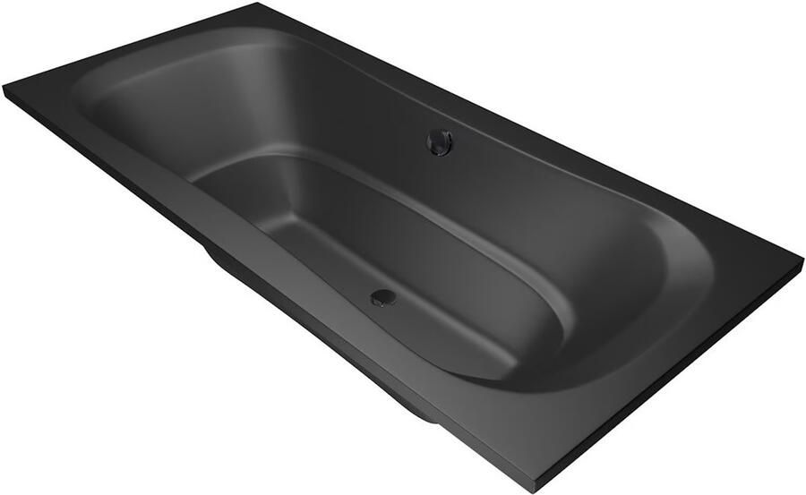 Xenz Ligbad Inbouw Nassau Rechthoek 1-2 Persoons Duobad 90x200x49cm Acryl Ebony Zwart Mat met Poten - Foto 2