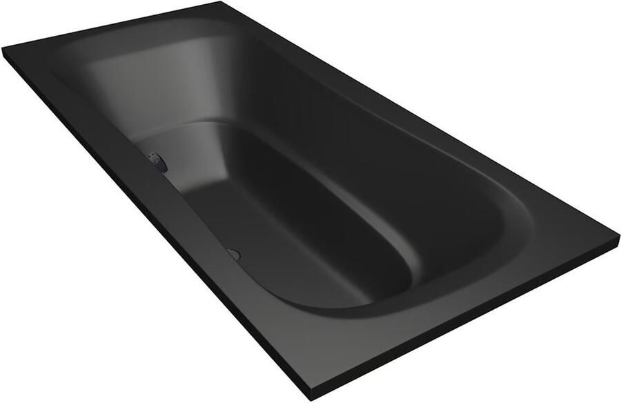 Xenz Ligbad Inbouw Nassau Rechthoek 1-2 Persoons Duobad 90x200x49cm Acryl Ebony Zwart Mat met Poten