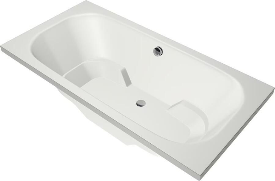 Xenz Ligbad Inbouw Tanga Rechthoek 1-2 Persoons Duobad 90x180x48cm Acryl Edelweiss Mat met Poten - Foto 3