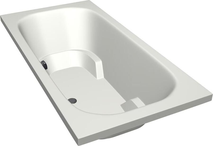 Xenz Ligbad Inbouw Tanga Rechthoek 1-2 Persoons Duobad 90x180x48cm Acryl Edelweiss Mat met Poten - Foto 2