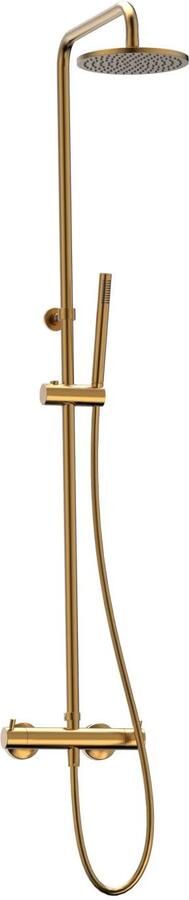 Xenz Regendouche set Duero | Opbouw | 20 cm | Thermostaatkraan | Telescopisch | Goud geborsteld - Foto 3