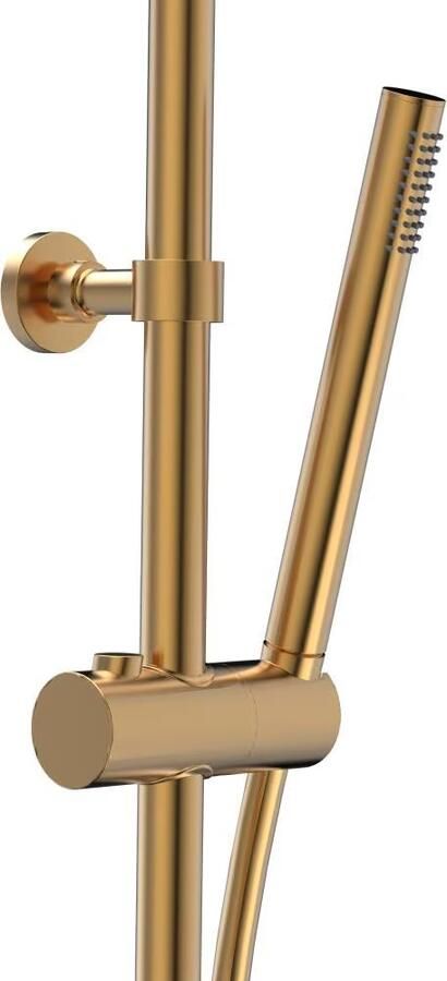Xenz Regendouche set Duero | Opbouw | 20 cm | Thermostaatkraan | Telescopisch | Goud geborsteld - Foto 2