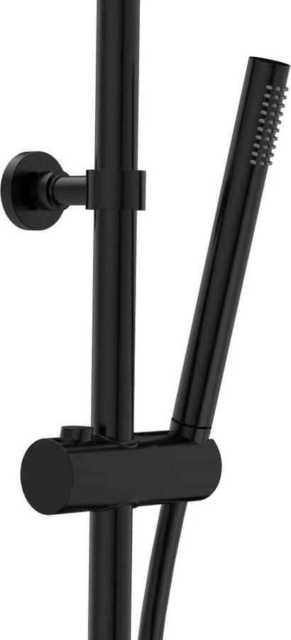 Xenz Regendouche set Duero | Opbouw | 20 cm | Thermostaatkraan | Telescopisch | Mat zwart - Foto 2