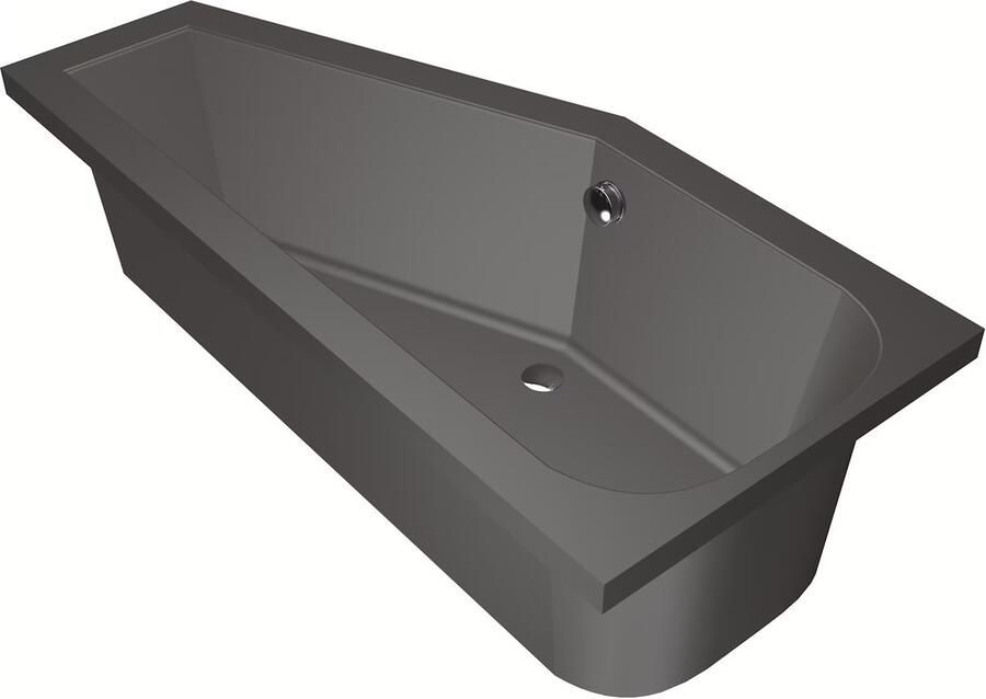 Xenz Ruimtebesparend bad Lagoon compact | Links | 160x75 cm | Incl.Badafvoer | Met overloop | Acryl | Antraciet mat