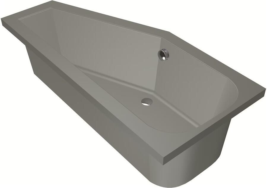 Xenz Ruimtebesparend bad Lagoon compact | Links | 160x75 cm | Incl.Badafvoer | Met overloop | Acryl | Cement mat