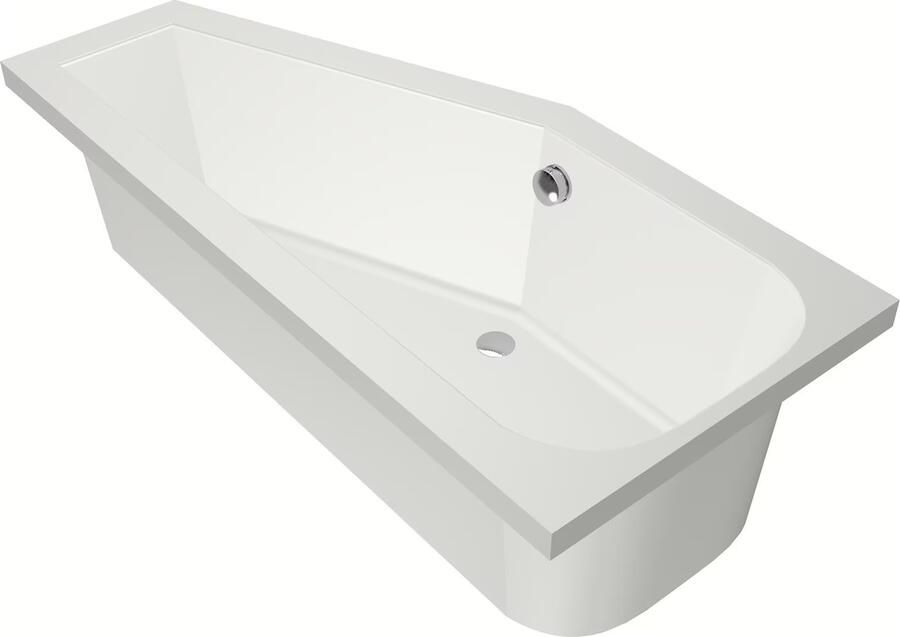 Xenz Ruimtebesparend bad Lagoon compact | Links | 160x75 cm | Incl.Badafvoer | Met overloop | Acryl | Mat wit