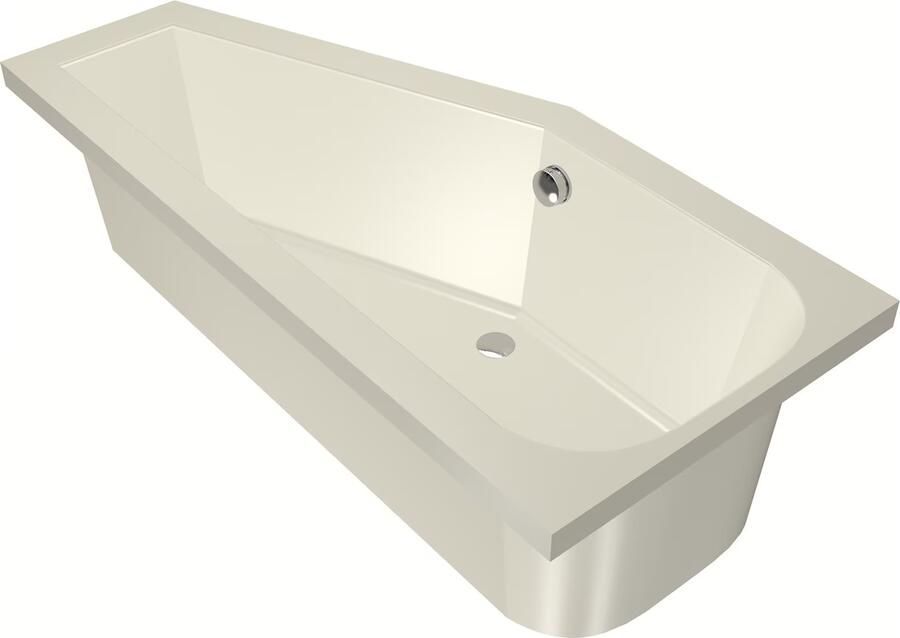 Xenz Ruimtebesparend bad Lagoon compact | Links | 160x75 cm | Incl.Badafvoer | Met overloop | Acryl | Pergamon glans
