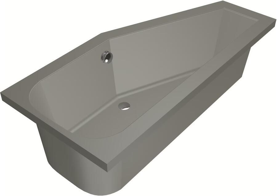 Xenz Ruimtebesparend bad Lagoon compact | Rechts | 170x75 cm | Incl.Badafvoer | Met overloop | Acryl | Cement mat