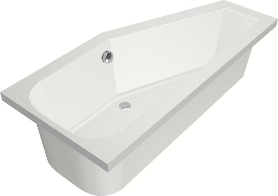 Xenz Ruimtebesparend bad Lagoon compact | Rechts | 170x75 cm | Incl.Badafvoer | Met overloop | Acryl | Mat wit