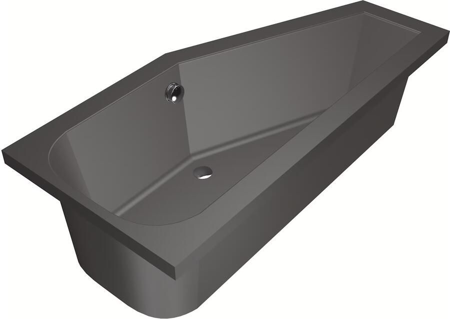 Xenz Ruimtebesparend bad Lagoon compact | Rechts | 160x75 cm | Incl.Badafvoer | Met overloop | Acryl | Antraciet mat - Foto 3