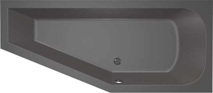 Xenz Ruimtebesparend bad Lagoon compact | Rechts | 160x75 cm | Incl.Badafvoer | Met overloop | Acryl | Antraciet mat - Foto 2
