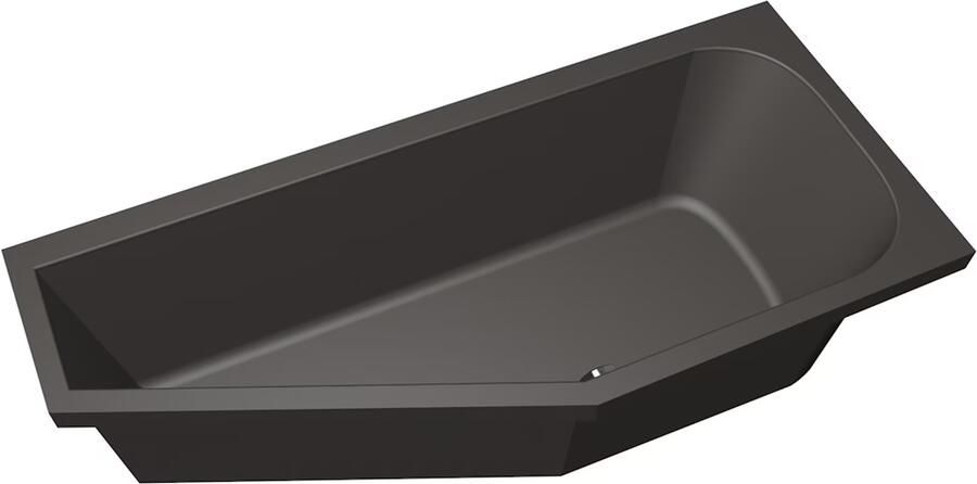 Xenz Ruimtebesparend bad Lagoon compact | Rechts | 160x75 cm | Incl.Badafvoer | Met overloop | Acryl | Antraciet mat