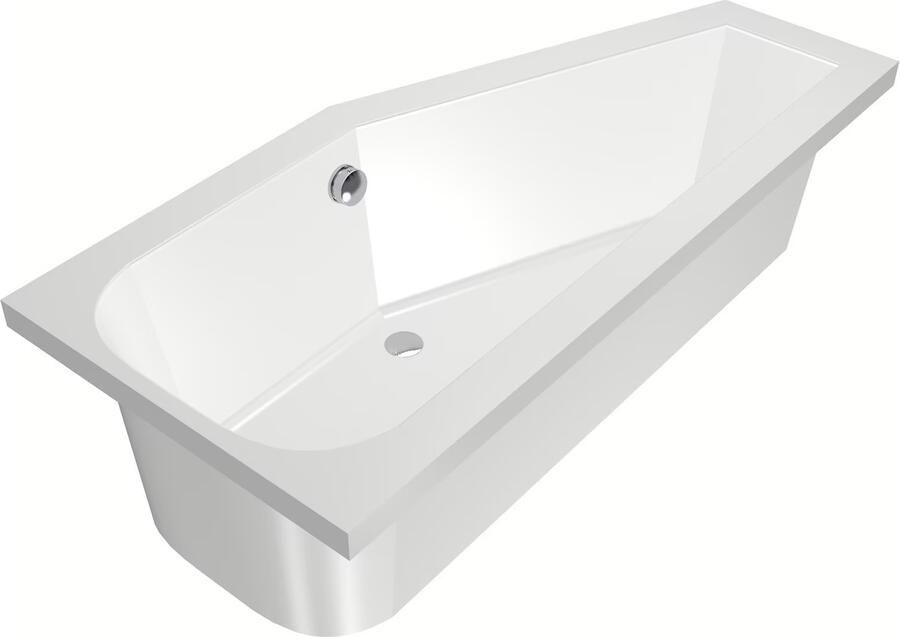 Xenz Ruimtebesparend bad Lagoon compact | Rechts | 170x75 cm | Incl.Badafvoer | Met overloop | Acryl | Glans wit