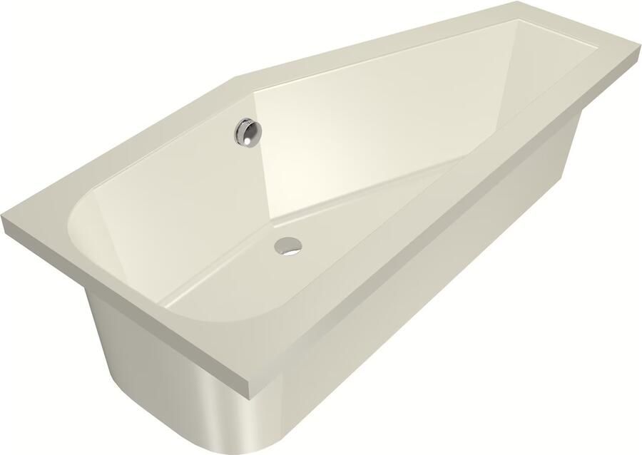 Xenz Ruimtebesparend bad Lagoon compact | Rechts | 170x75 cm | Incl.Badafvoer | Met overloop | Acryl | Pergamon glans