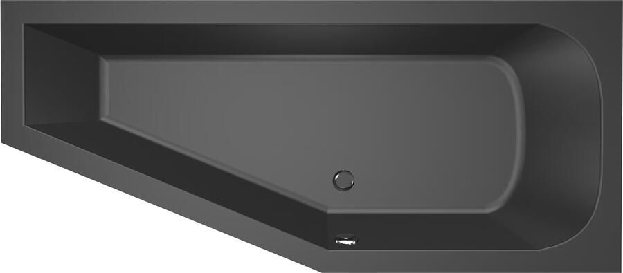 Xenz Ruimtebesparend bad Lagoon compact | Rechts | 160x75 cm | Incl.Badafvoer | Met overloop | Acryl | Zwart mat - Foto 3