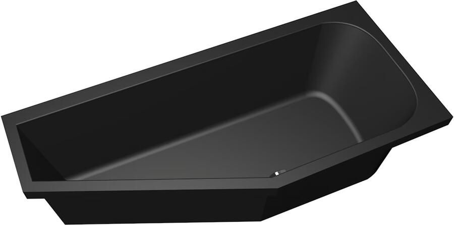 Xenz Ruimtebesparend bad Lagoon compact | Rechts | 160x75 cm | Incl.Badafvoer | Met overloop | Acryl | Zwart mat - Foto 2