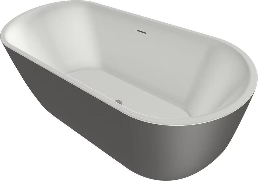 Xenz Vrijstaand bad Humberto | 170x72 cm | Incl.Badafvoer-Mat wit | Solid surface | Grafiet-Mat wit - Foto 3