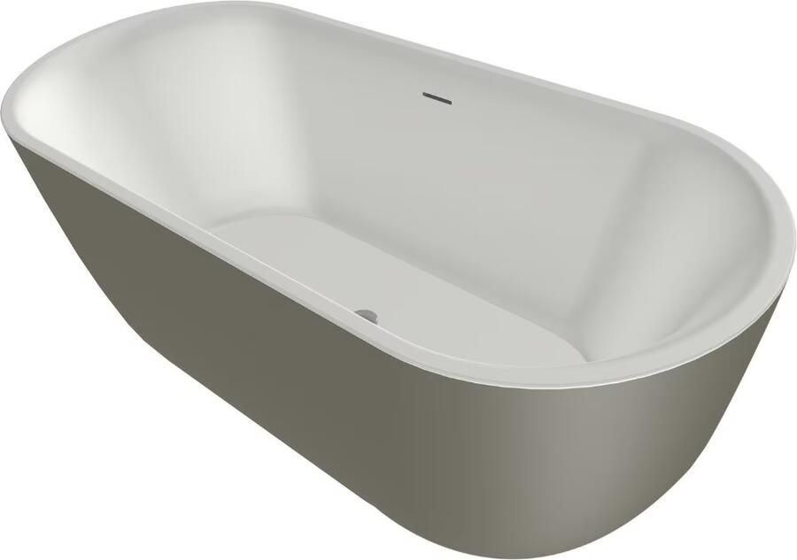 Xenz Vrijstaand bad Humberto | 170x72 cm | Incl.Badafvoer-Mat wit | Solid surface | Zijdegrijs-Mat wit - Foto 3