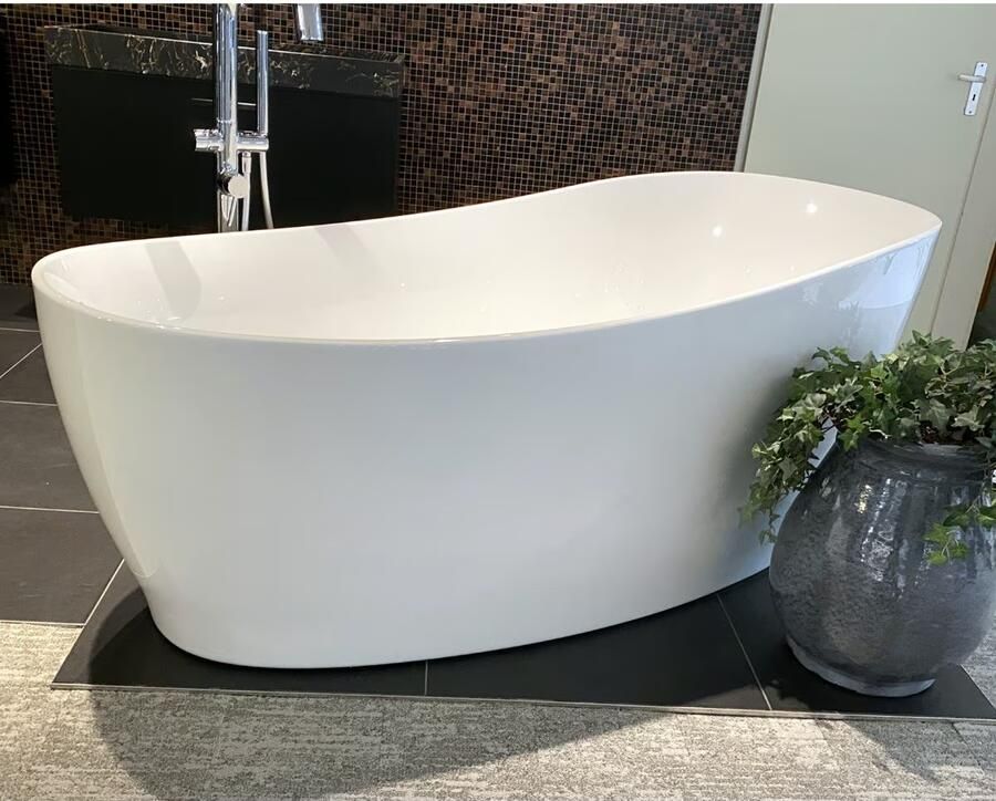 Xenz Vrijstaand bad Isa | 180x85 cm | Incl.Badafvoer-Glans wit | Sleuf overloop | Acryl | Glans wit