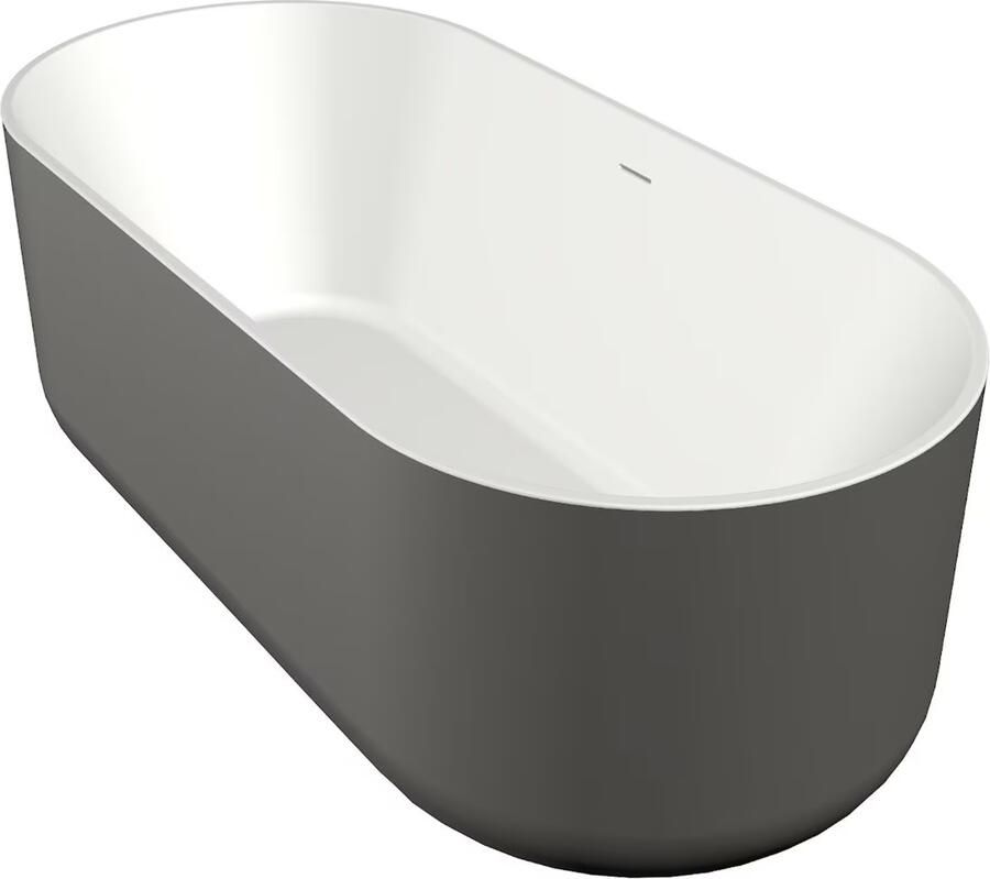 Xenz Vrijstaand bad Mauro | 180x84 cm | Incl.badafvoer-Wit mat | Solid surface | Ovaal | Grafiet-Wit mat - Foto 3