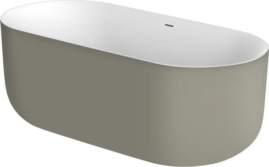 Xenz Vrijstaand bad Mauro | 180x84 cm | Incl.badafvoer-Wit mat | Solid surface | Ovaal | Zijdegrijs-Wit mat - Foto 2