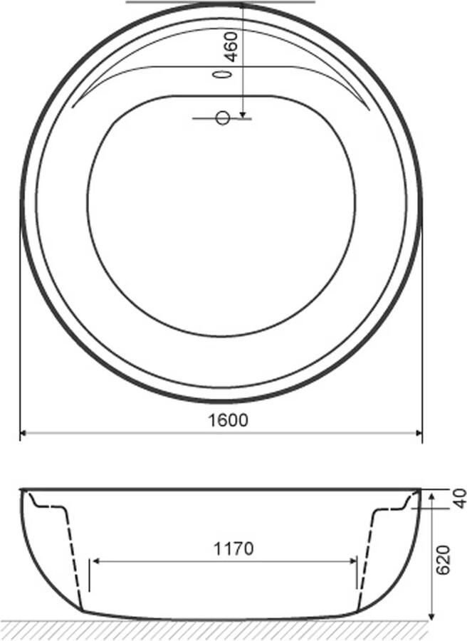 Xenz Vrijstaand bad Max | 160x160 cm | Incl.Badafvoer-Glans wit | Sleuf overloop | Acryl | Glans wit - Foto 2