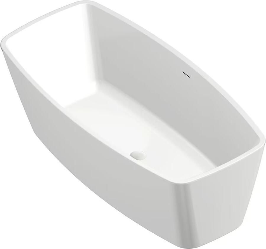 Xenz Vrijstaand bad Moniek | 170x80 cm | Incl.Badafvoer-Glans wit | Sleuf overloop | Glans wit
